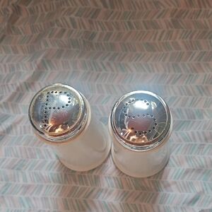 Elegant White and Silver Salt and Pepper Shaker Set